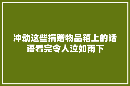 冲动这些捐赠物品箱上的话语看完令人泣如雨下