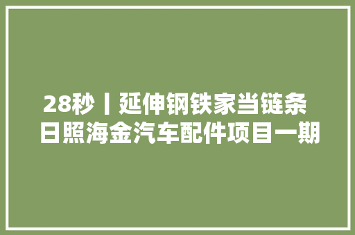 28秒丨延伸钢铁家当链条 日照海金汽车配件项目一期完成进度95以上