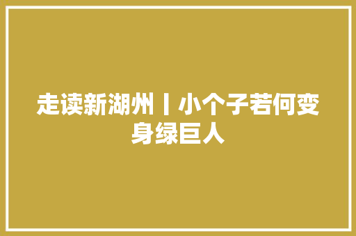 走读新湖州丨小个子若何变身绿巨人