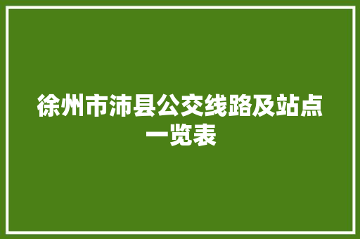 徐州市沛县公交线路及站点一览表