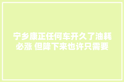 宁乡康正任何车开久了油耗必涨 但降下来也许只需要几分钟