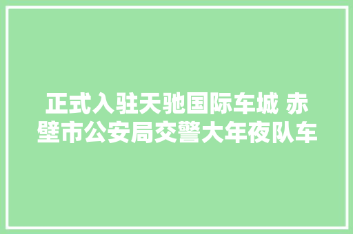 正式入驻天驰国际车城 赤壁市公安局交警大年夜队车管所奠基