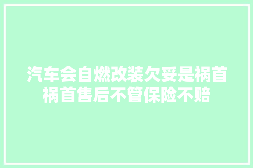 汽车会自燃改装欠妥是祸首祸首售后不管保险不赔