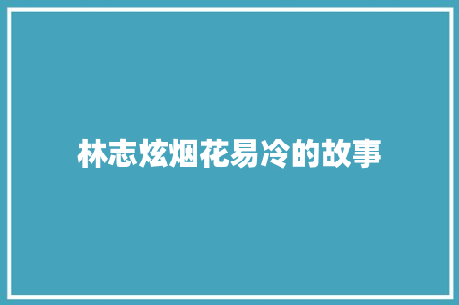 林志炫烟花易冷的故事