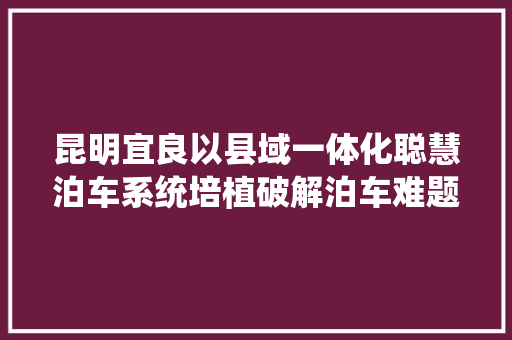 昆明宜良以县域一体化聪慧泊车系统培植破解泊车难题