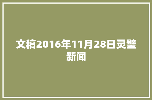 文稿2016年11月28日灵璧新闻