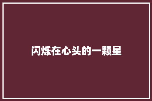 闪烁在心头的一颗星