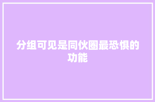分组可见是同伙圈最恐惧的功能