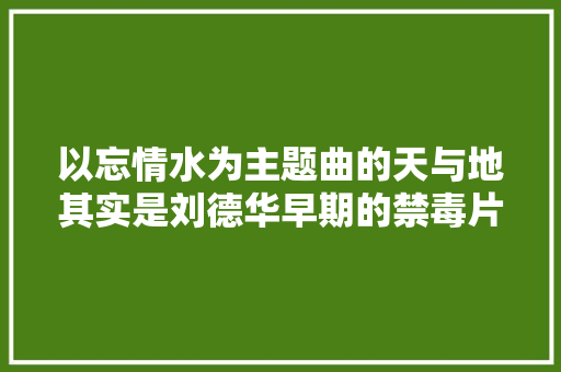 以忘情水为主题曲的天与地其实是刘德华早期的禁毒片