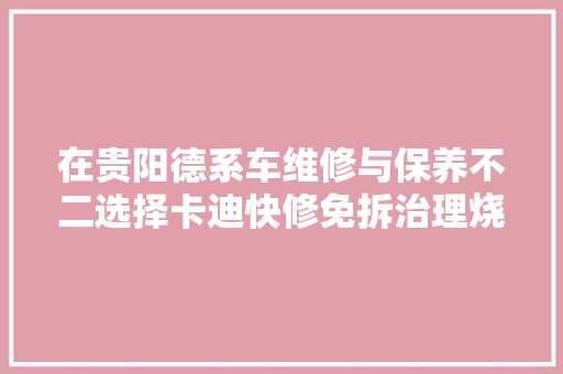 在贵阳德系车维修与保养不二选择卡迪快修免拆治理烧