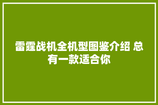 雷霆战机全机型图鉴介绍 总有一款适合你
