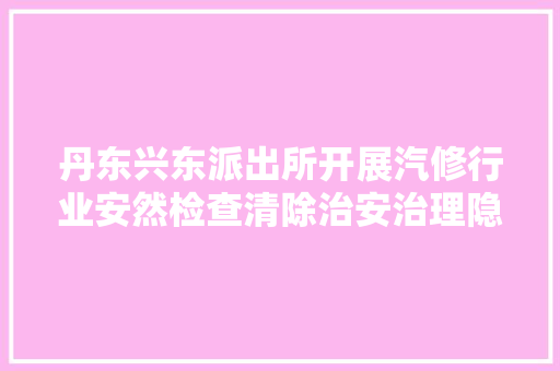丹东兴东派出所开展汽修行业安然检查清除治安治理隐患