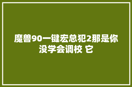 魔兽90一键宏总犯2那是你没学会调校 它