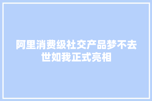 阿里消费级社交产品梦不去世如我正式亮相