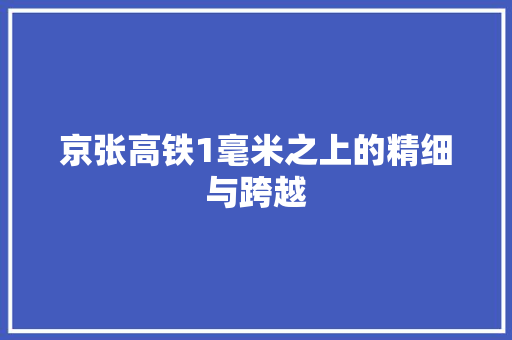 京张高铁1毫米之上的精细与跨越