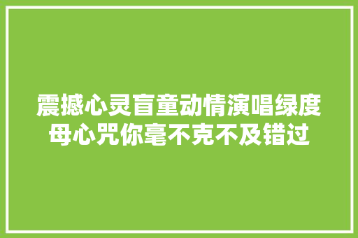 震撼心灵盲童动情演唱绿度母心咒你毫不克不及错过