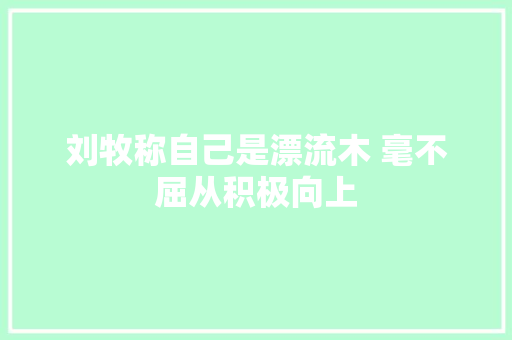 刘牧称自己是漂流木 毫不屈从积极向上