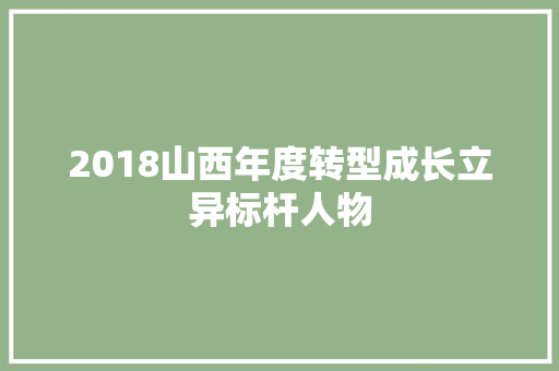 2018山西年度转型成长立异标杆人物