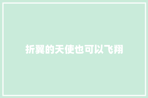 折翼的天使也可以飞翔