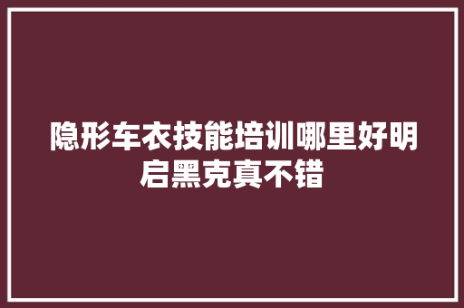 隐形车衣技能培训哪里好明启黑克真不错