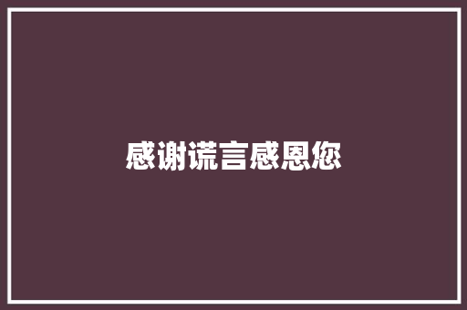 感谢谎言感恩您