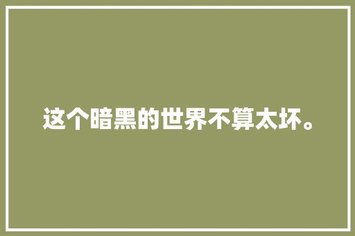 这个暗黑的世界不算太坏。