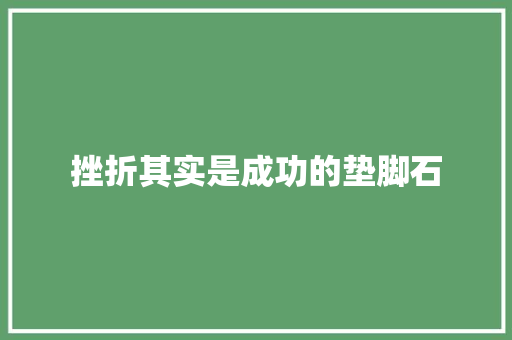 挫折其实是成功的垫脚石