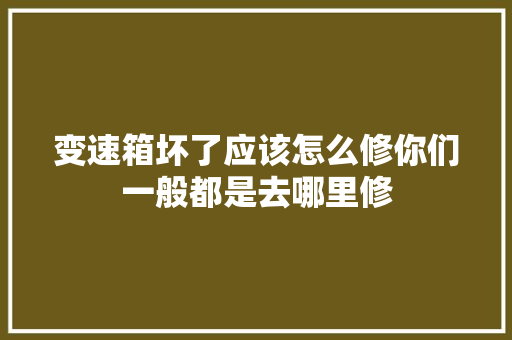 变速箱坏了应该怎么修你们一般都是去哪里修