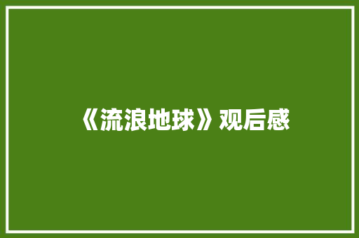 《流浪地球》观后感