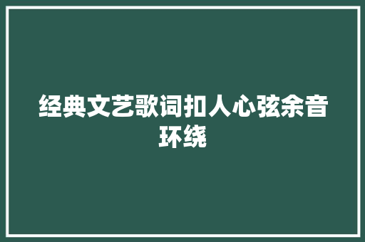 经典文艺歌词扣人心弦余音环绕