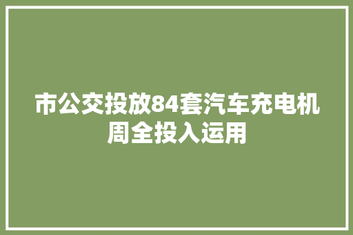 市公交投放84套汽车充电机周全投入运用