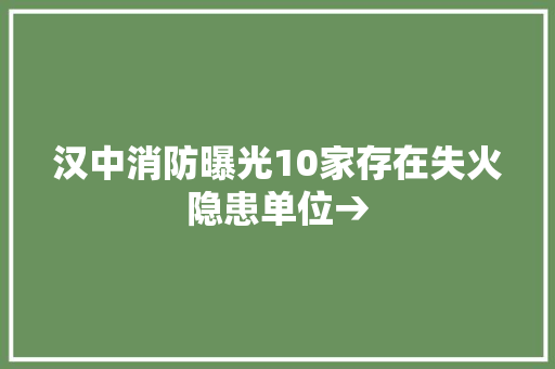 汉中消防曝光10家存在失火隐患单位→