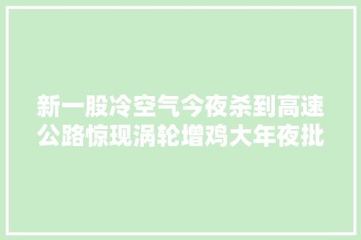 新一股冷空气今夜杀到高速公路惊现涡轮增鸡大年夜批车流正在涌回