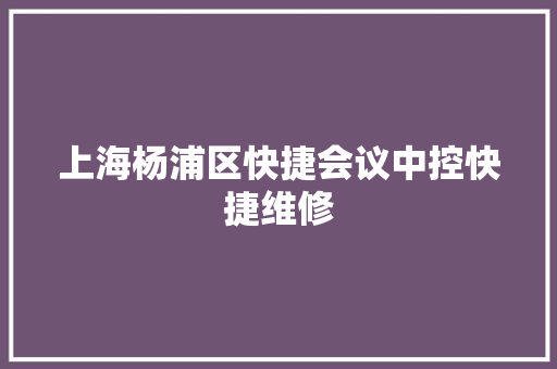 上海杨浦区快捷会议中控快捷维修