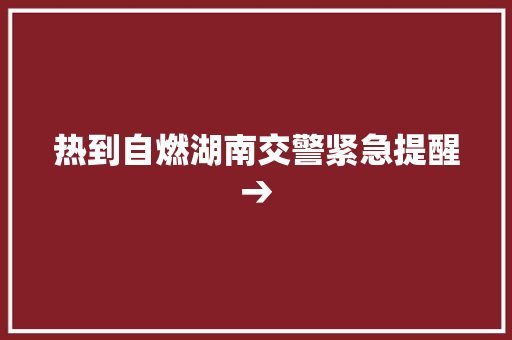 热到自燃湖南交警紧急提醒→