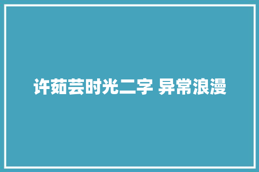 许茹芸时光二字 异常浪漫