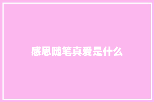感思随笔真爱是什么
