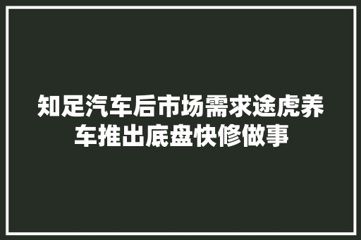 知足汽车后市场需求途虎养车推出底盘快修做事