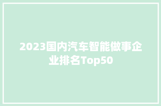 2023国内汽车智能做事企业排名Top50
