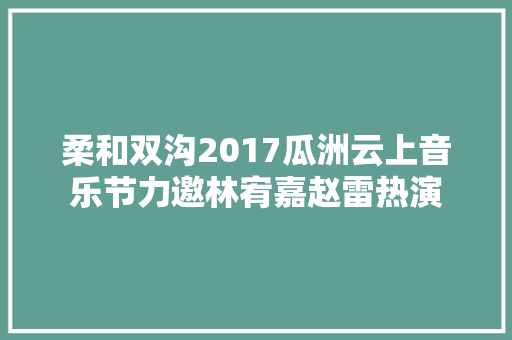 柔和双沟2017瓜洲云上音乐节力邀林宥嘉赵雷热演