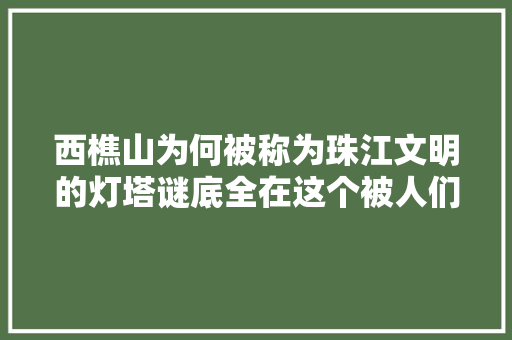 西樵山为何被称为珠江文明的灯塔谜底全在这个被人们忽视的景点