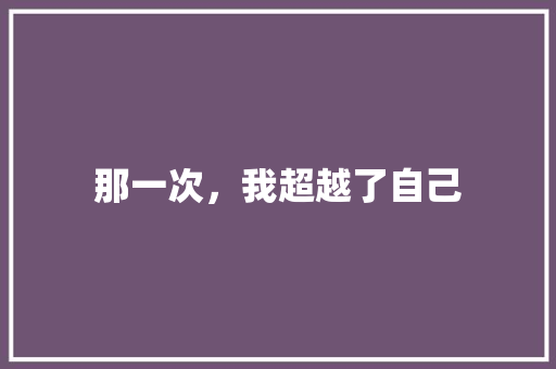那一次，我超越了自己