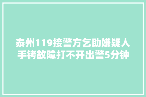 泰州119接警方乞助嫌疑人手铐故障打不开出警5分钟解决