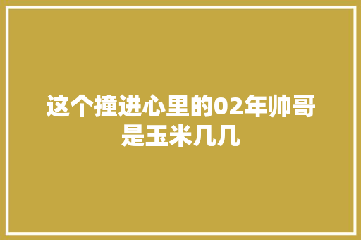 这个撞进心里的02年帅哥是玉米几几