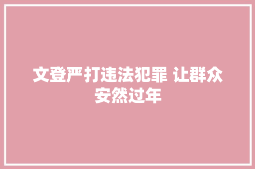 文登严打违法犯罪 让群众安然过年