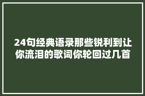 24句经典语录那些锐利到让你流泪的歌词你轮回过几首