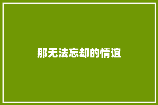 那无法忘却的情谊