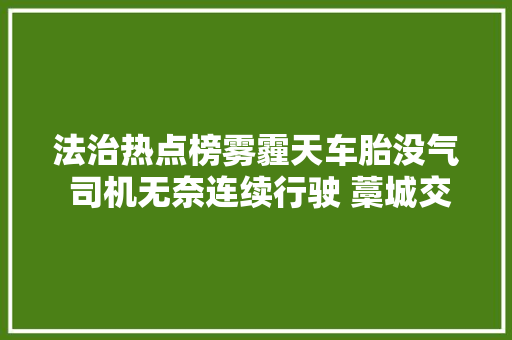 法治热点榜雾霾天车胎没气 司机无奈连续行驶 藁城交警主动暖心来协助 汽车知识