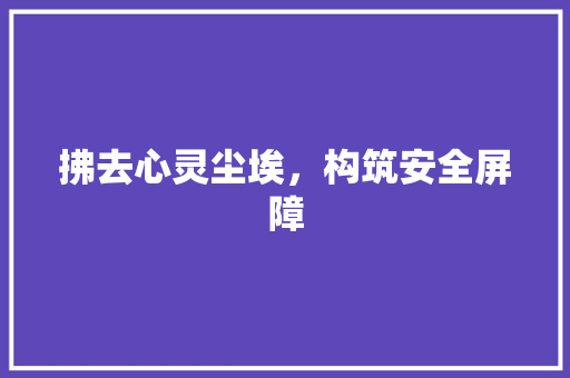 拂去心灵尘埃，构筑安全屏障