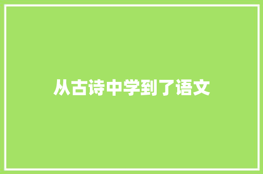 从古诗中学到了语文